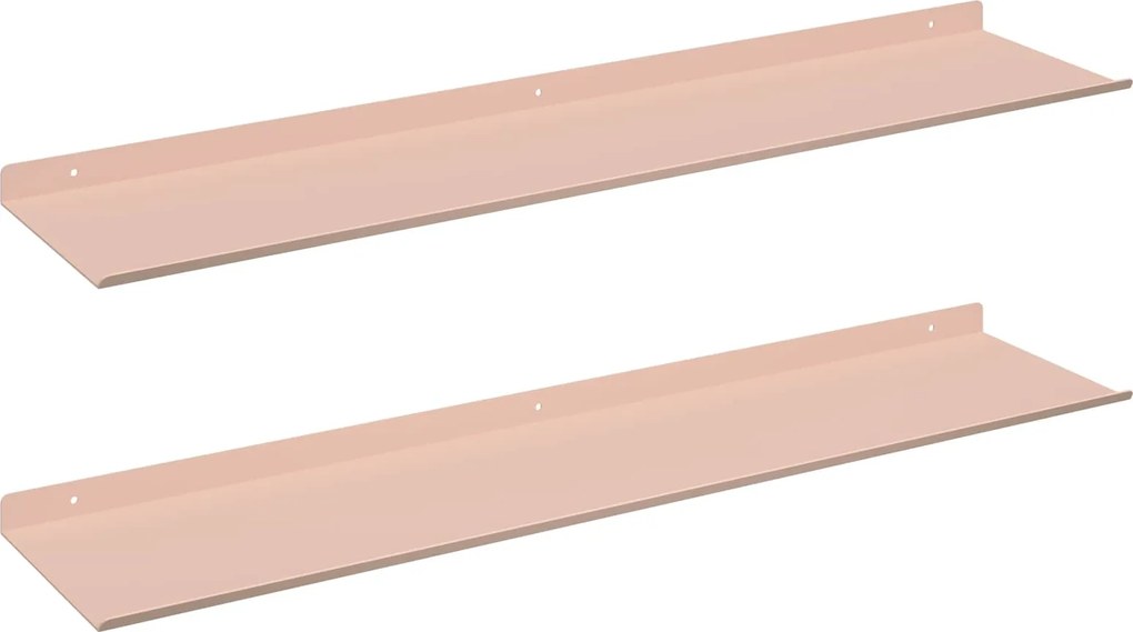 vidaXL Raft suspendat Pe perete 2 pcs Roz 80 x 18 x 2,5 cm Oțel