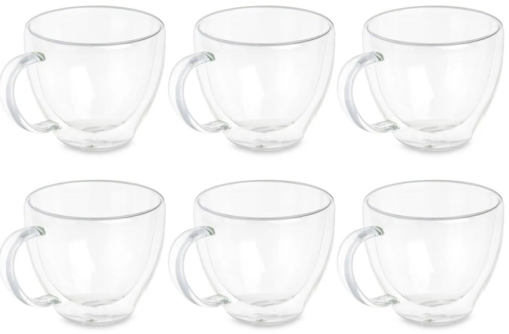 Set cesti termice pentru cafea sau ceai, pereti dubli, 6 cesti, 140 ml