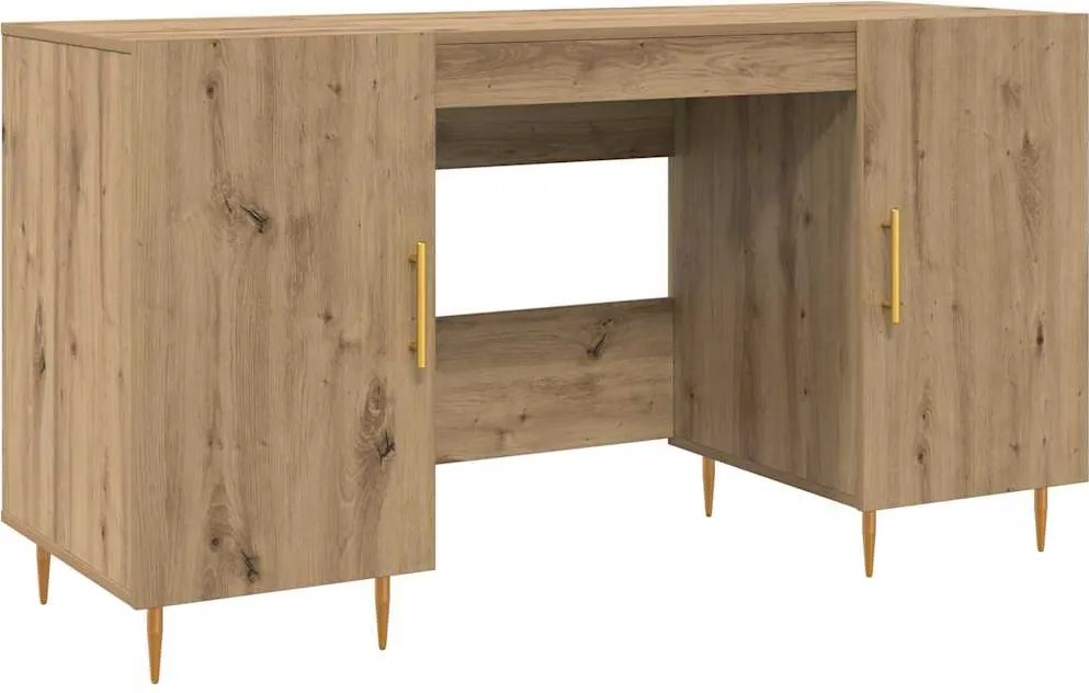 vidaXL Birou cu raft stejar artizanal 140 x 50 x 75 cm Lemn compozit