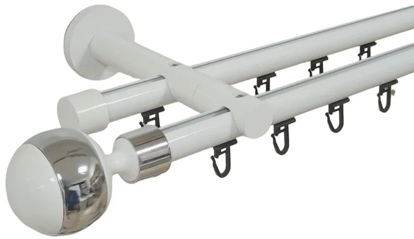 Galerie dubla bila inox teava profil alb 19mm/19mm (Alege marime: 300 cm)