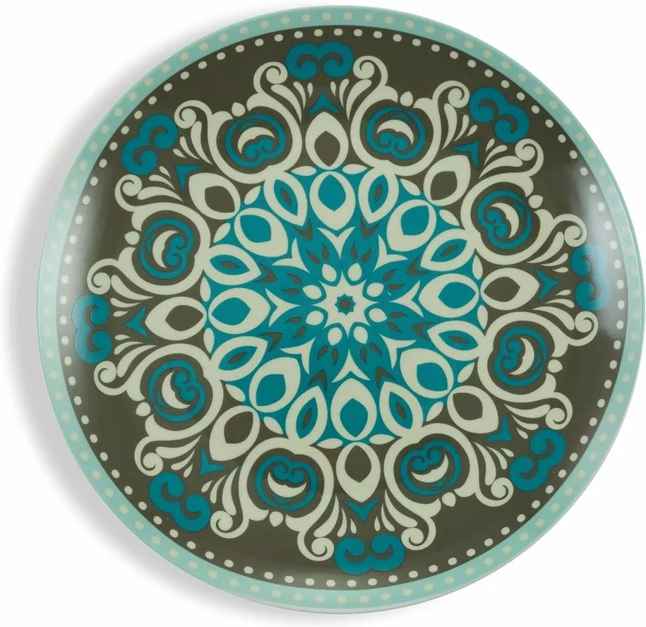 Set 18 farfurii din gresie și porțelan Villa d'Este Cala, multicolor