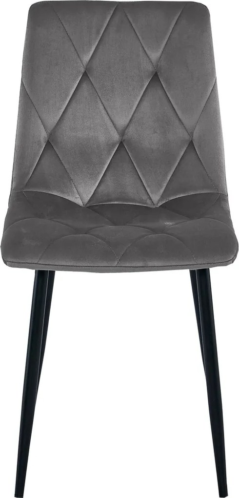 OFERTA Scaun de sufragerie din catifea gri inchis LIBRA cu picioare negre Calitatea a II-a