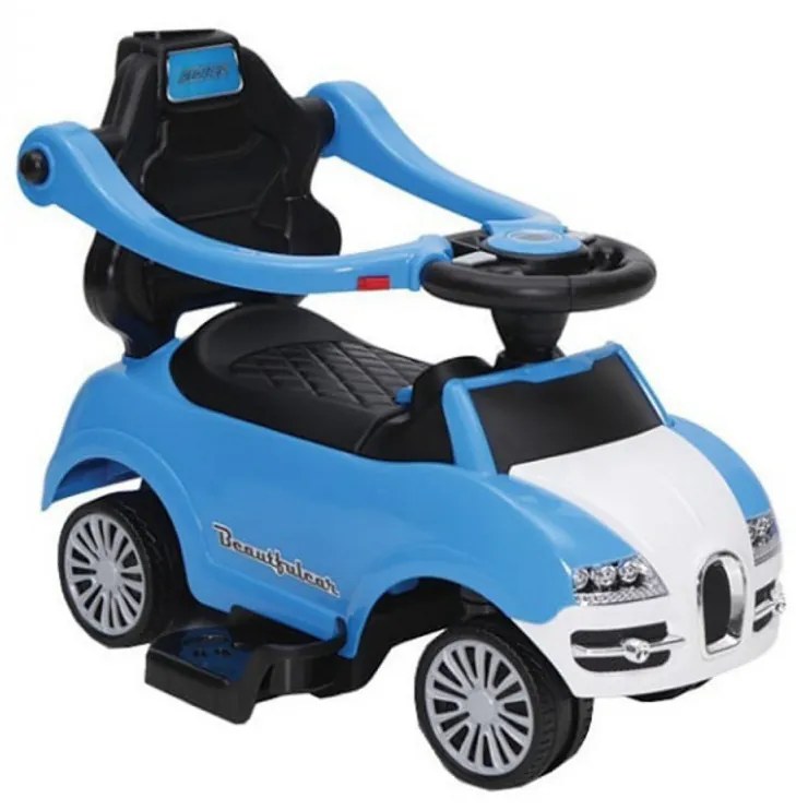 Masinuta copii si bebe NOVOKIDS™ Classico Rider 2 in 1 , Cu melodii si sunete, Maner de impins pentru parinti detasabil, Functie trotineta fara