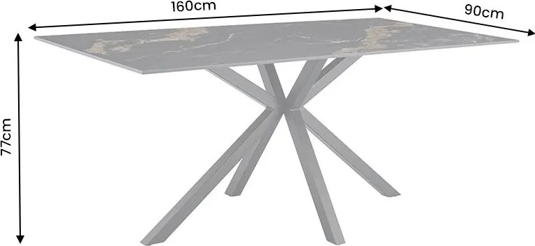 Masa dining cu blat ceramic GALAXIE Aurora Oro 160x90cm