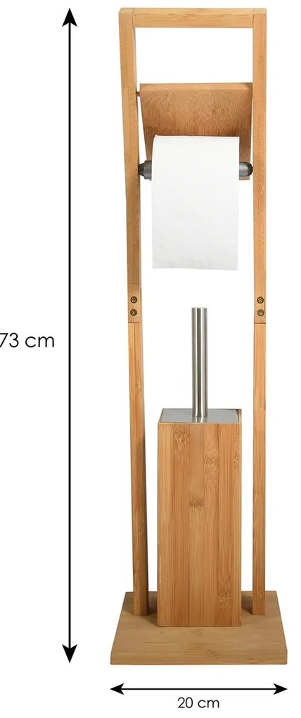 MSV Suport din bambus pentru hârtie igienică cuperie 16 x 29 x 70 cm