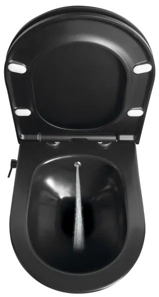 Sapho - Vas WC suspendat cu pulverizator bidet, ceramică, negru mat