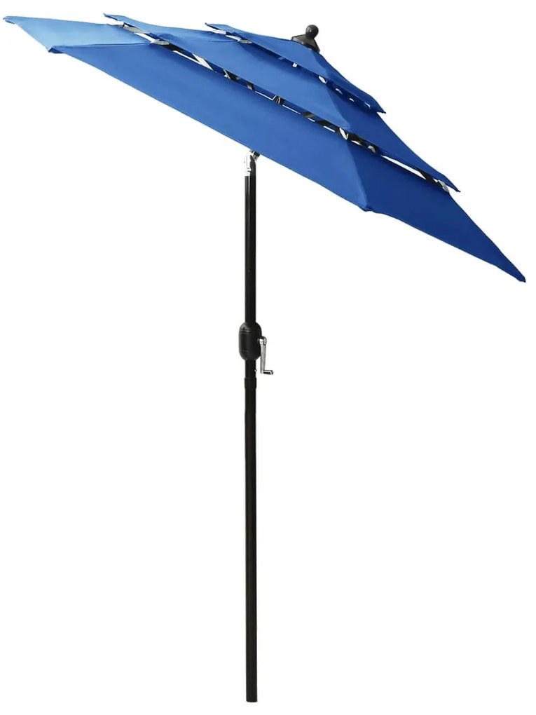 Umbrela de soare 3 niveluri, stalp de aluminiu, azuriu, 2 m azure blue, 2 m