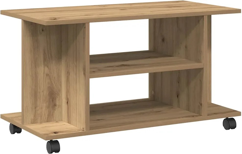 vidaXL Dulap TV cu roți, stejar artizanal, 80x40x45 cm, lemn prelucrat