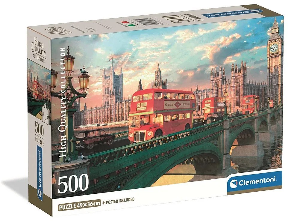 Orașe Westminster Bridge Puzzle compact London 500 piese Clementoni