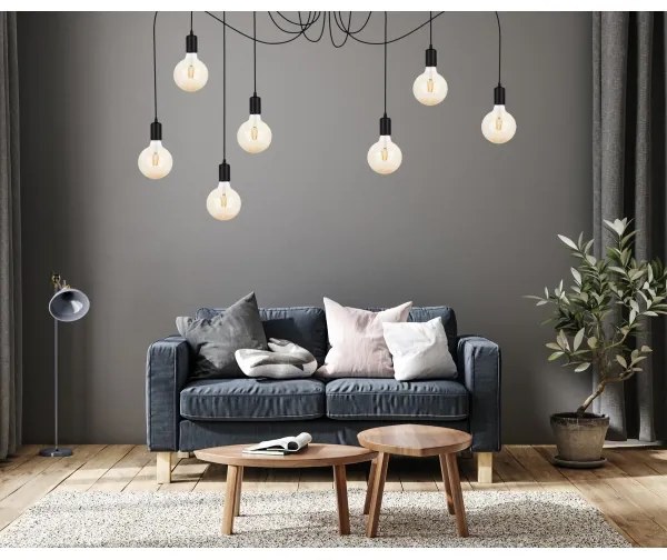 Lustră pe cablu MIROS 7xE27/60W/230V neagră