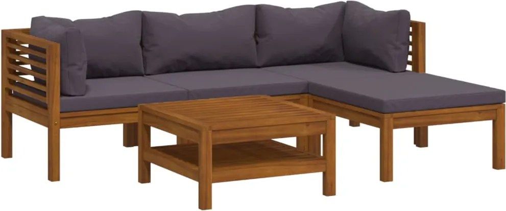 vidaXL Set mobilier de grădină cu perne, 5 piese, lemn masiv acacia