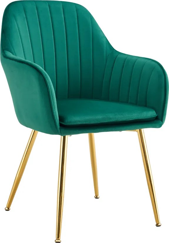 Fotoliu design, ţesătură de catifea smarald/crom-auriu, ADLAM NEW