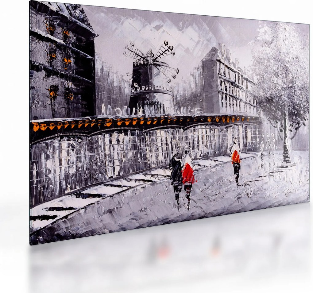 Tablou pe sticlă - Pictură în ulei a orașului II. (70x50 cm)