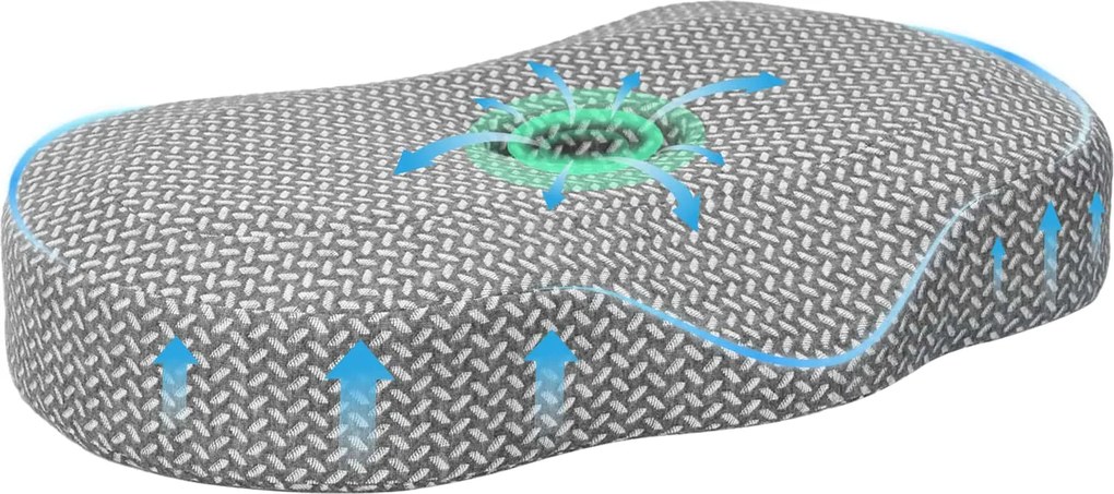 vidaXL Perna pentru gât Gri 53 x 34,5 x 10,5 cm Spumă cu Memorie