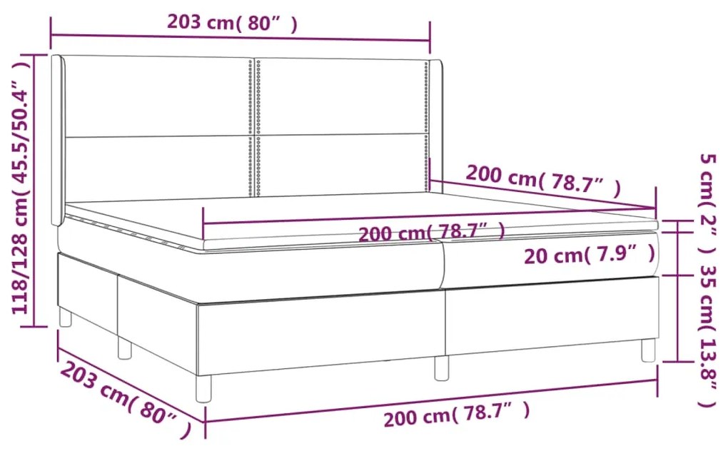 Pat box spring cu saltea, negru, 200x200 cm, catifea Negru, 200 x 200 cm, Culoare unica si cuie de tapiterie