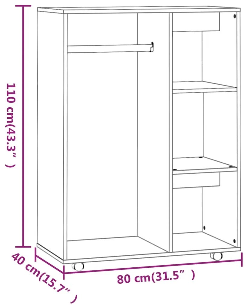 Sifonier, stejar maro, 80x40x110 cm, lemn prelucrat Stejar brun, 1