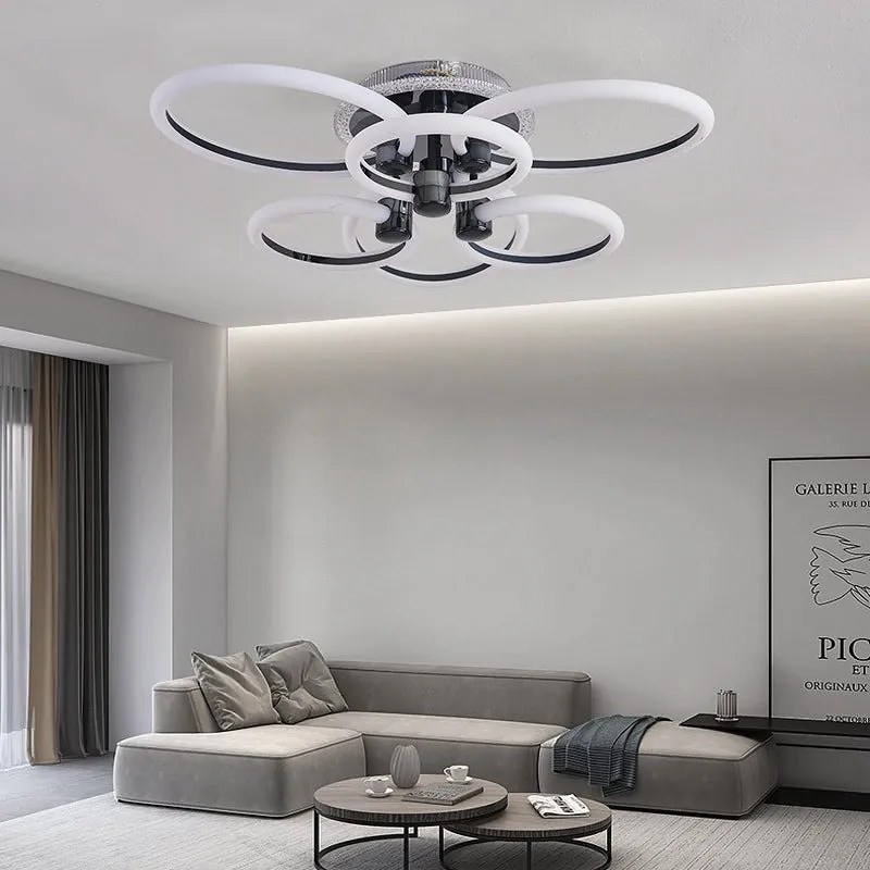 Lustra Led Cu Telecomanda, Elit's, Opal H, 162 w Intensitate Reglabila, RGB, NEGRU