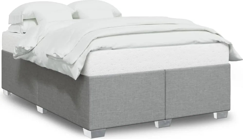 vidaXL Cadru de pat fără saltea, gri deschis, 140x190 cm, textil