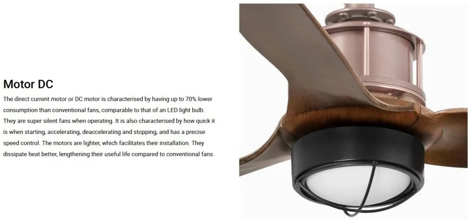 Lustra cu Ventilator si telecomanda JUST FAN XS LED cupru/maro