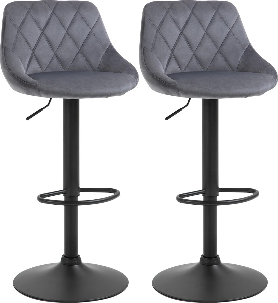 HOMCOM Scaun bar Reglabile in Inaltime cu Spatar, Greutate Suportata 120kg,51.5x48x83-104cm, gri | Aosom Romania