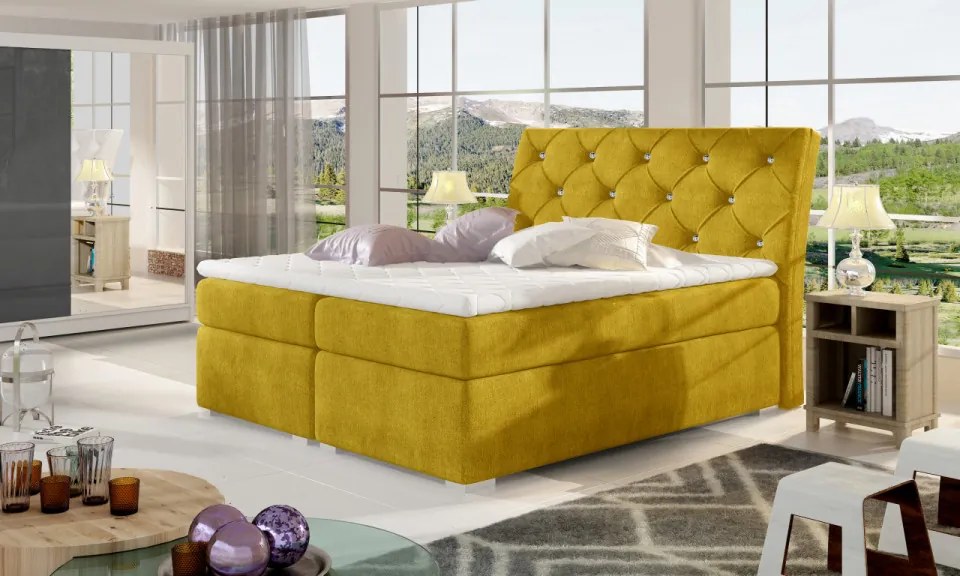 Pat tapitat, boxspring, cu spatiu pentru depozitare, 160X200 cm,Balvin 1, Eltap (Culoare: Gri deschis)