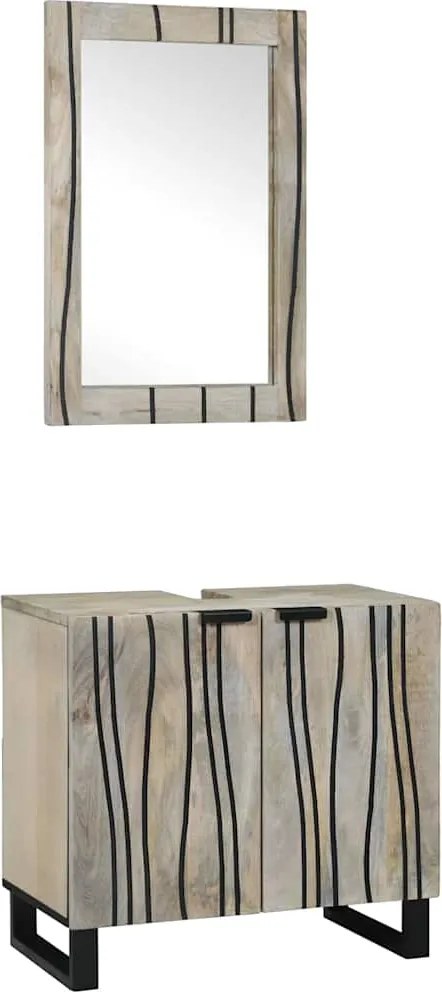 vidaXL Set de mobilier pentru baie cu raft 2 pcs Alb Lemn compozit