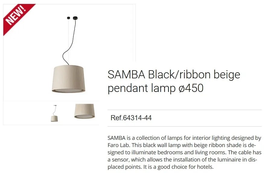 Lustra / Pendul modern design elegant SAMBA 45cm bej 64314-44