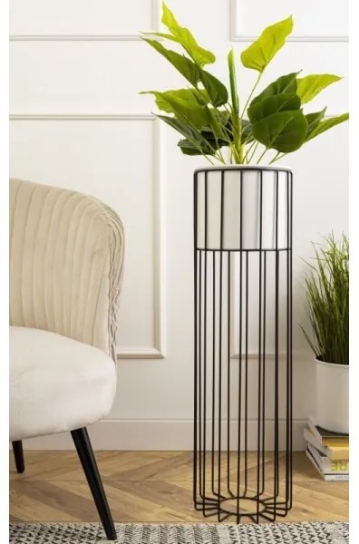 Ghiveci metalic de flori LOFT 70x20 cm negru/alb