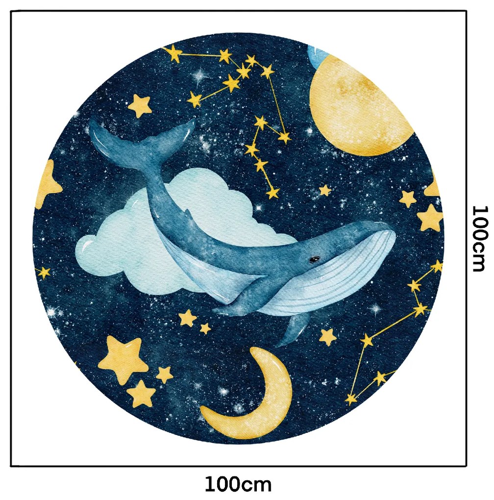 PIPPER. Autocolant circular de perete „Balena pe cerul înstelat” mărimea: 60cm