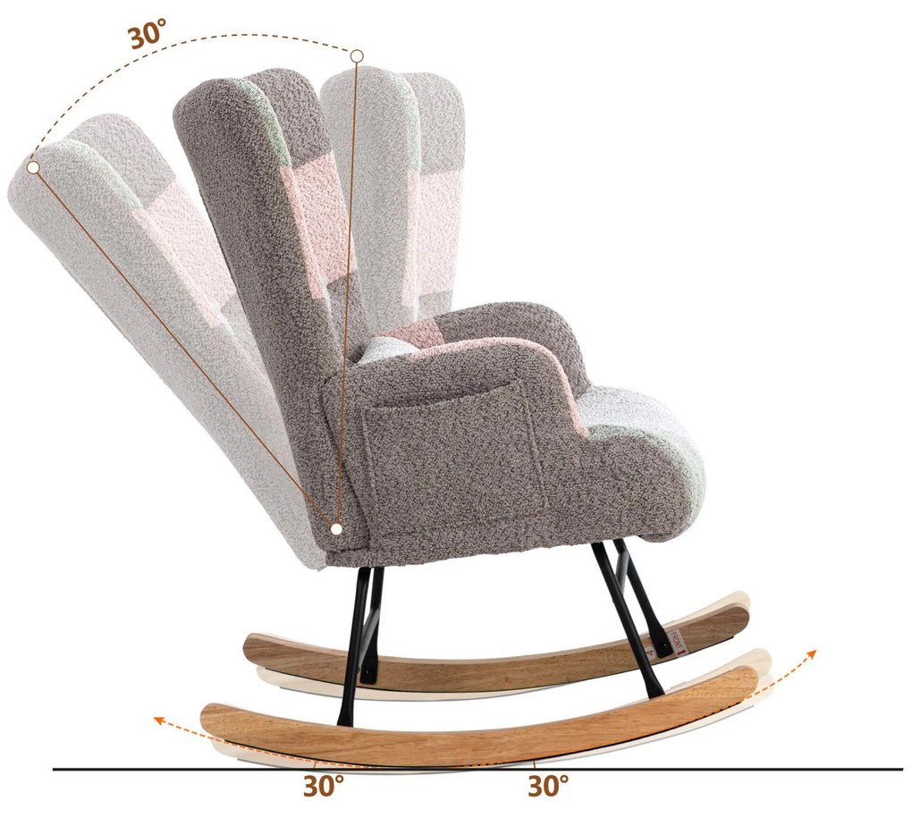 Scaun balansoar cu suport pentru picioare și pernă lombară, design ergonomic, Colorat