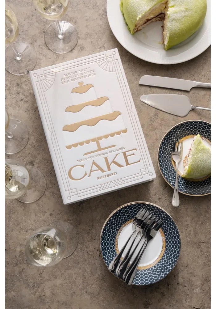 Furculițe pentru desert albe-argintii din oțel inoxidabil The Essentials Cake Tools – Printworks