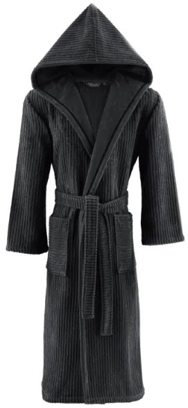 Halat de baie unisex STRIPE cu glugă XL Antracit / Black anthracite