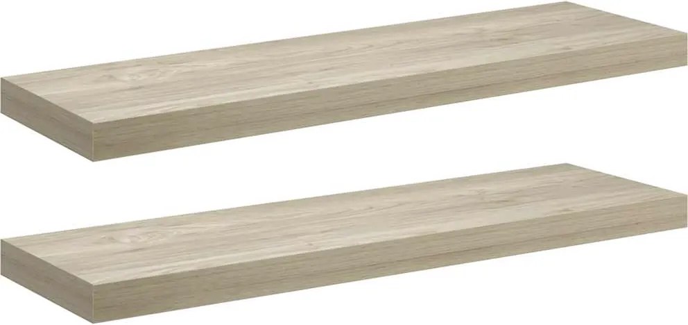 vidaXL Rafturi de perete suspendate 2 buc., stejar, 80x23,5x3,8 cm MDF