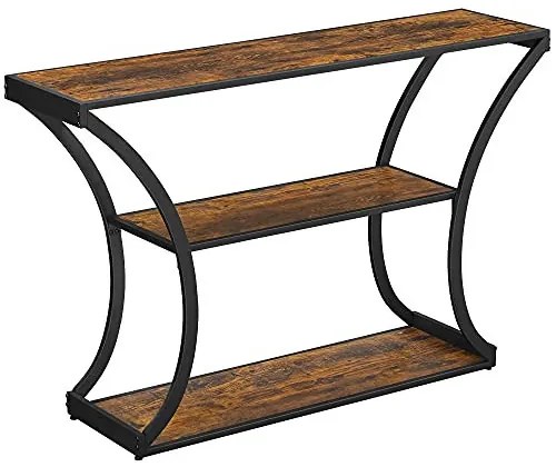 Consola Living / Hol cu 2 Rafturi, PAL Melaminat, Maro / Negru, Vasagle, LNT089B01