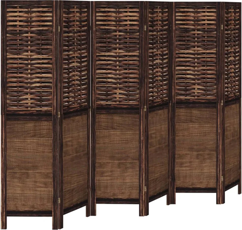 vidaXL Paravan cameră 6 panouri, maro închis, lemn masiv paulownia