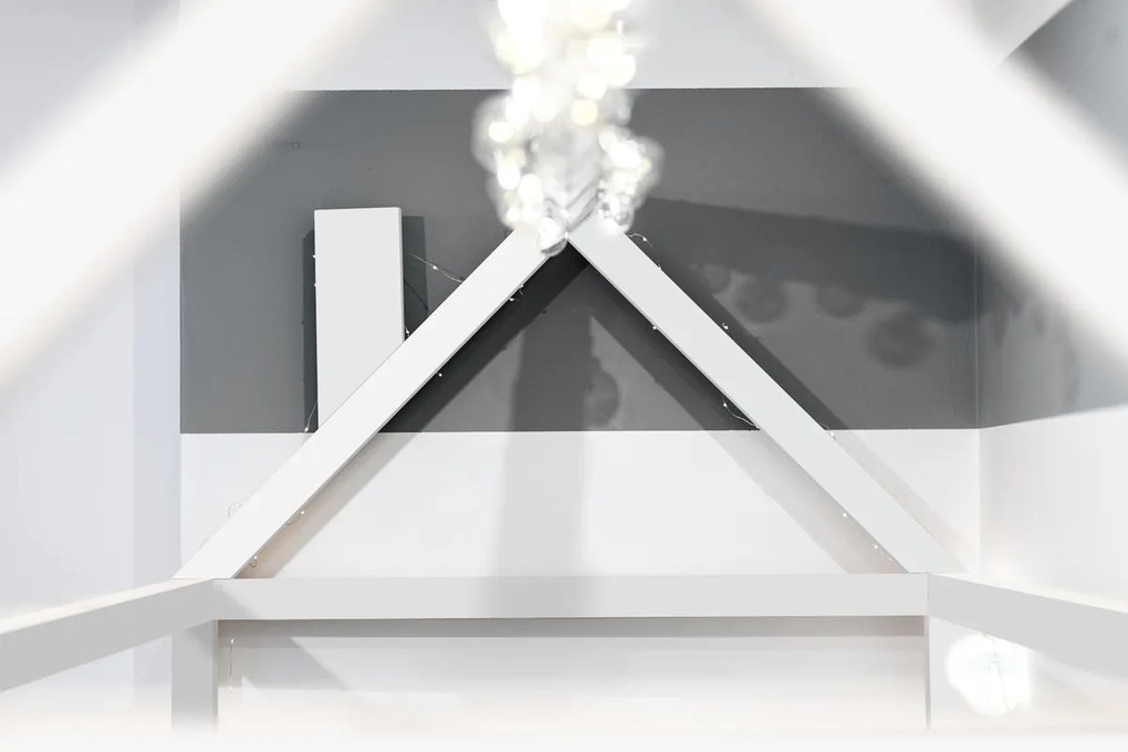 Pat pentru copii Casa Paul - Alb 180x80 cm pat fără spațiu de depozitare