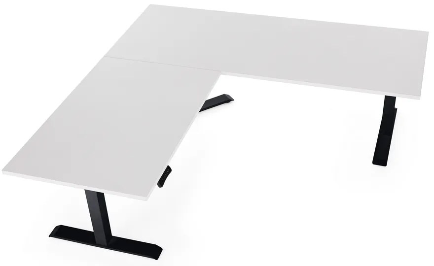 Masa inaltime reglabila OfficeTech Angle, 180 x 200 cm, bază neagră, gri deschis