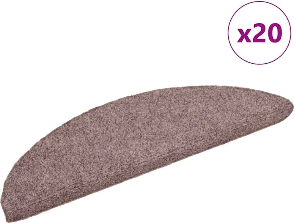 vidaXL Covorașe autoadezive pentru scări, 20 buc., 56x17x3 cm, maro deschis, semirotunde