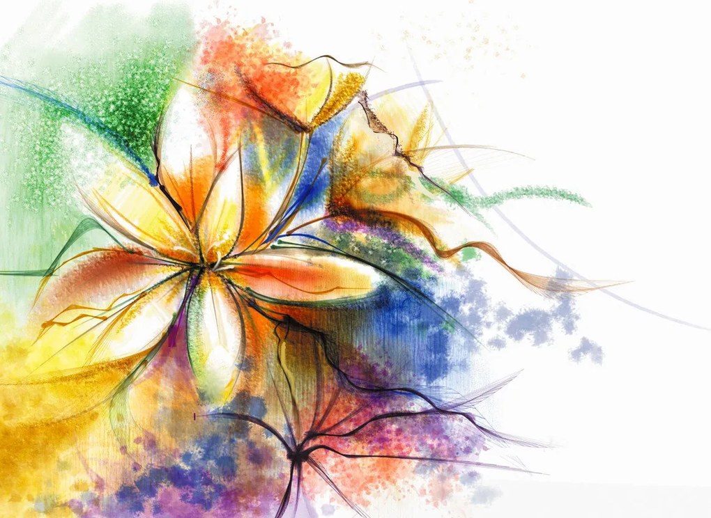 Fototapet - Flori galbene, abstract (147x102 cm)