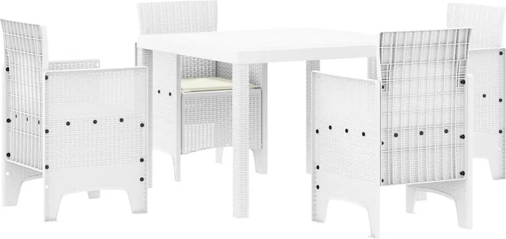 vidaXL Set de masă pentru grădină 5 pcs Alb Polipropilenă