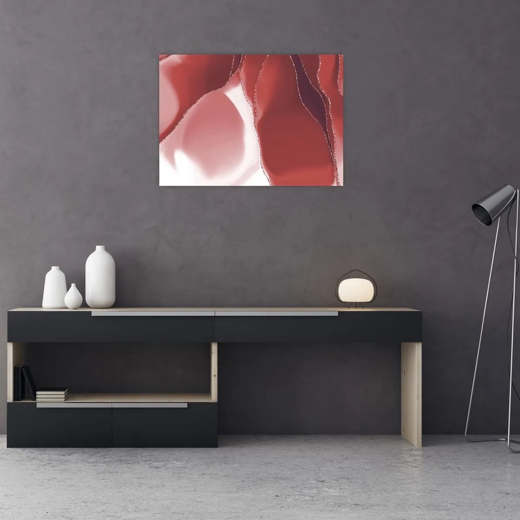 Tablou pe sticlă - Floare abstractă roșie N⁰3 (70x50 cm)