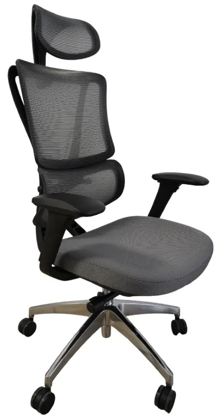 Ergodynamic Star Plus - Black Grey - Scaun de birou 4D, sezut translatie, suport lombar ajustabil 7 cm