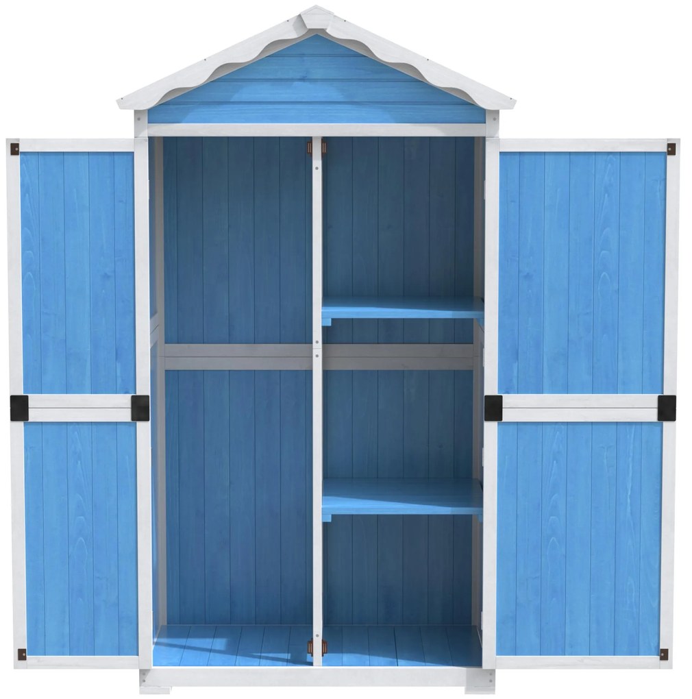 Depozit pentru mobilier de grădină din lemn pentru exterior, design rezistent la intemperii cu întărituri stabile în formă de X, 93x45x179 cm, Albastru