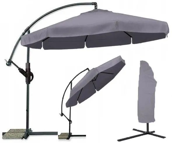 Umbrela de soare pliabila pentru gradina LEVI 350 cm, gri