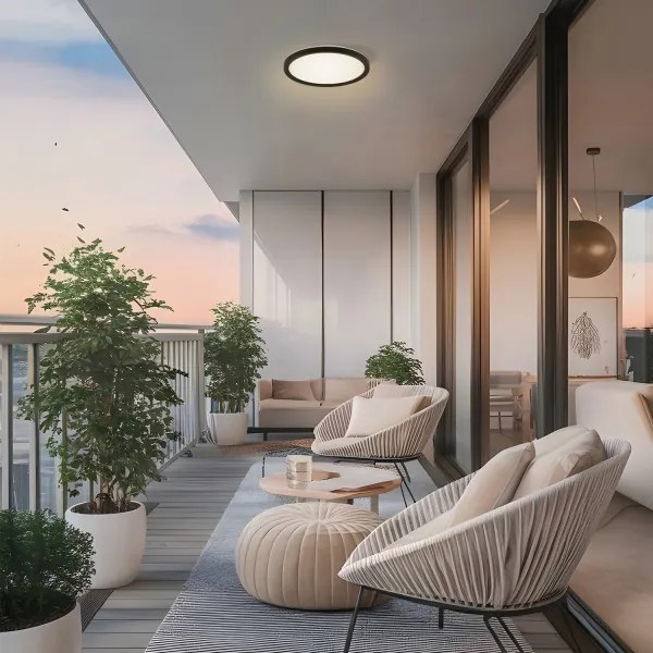 Plafonieră LED pentru baie Brilagi ULTRA SLIM LED/12W/230V d. 22,5 cm negru IP54