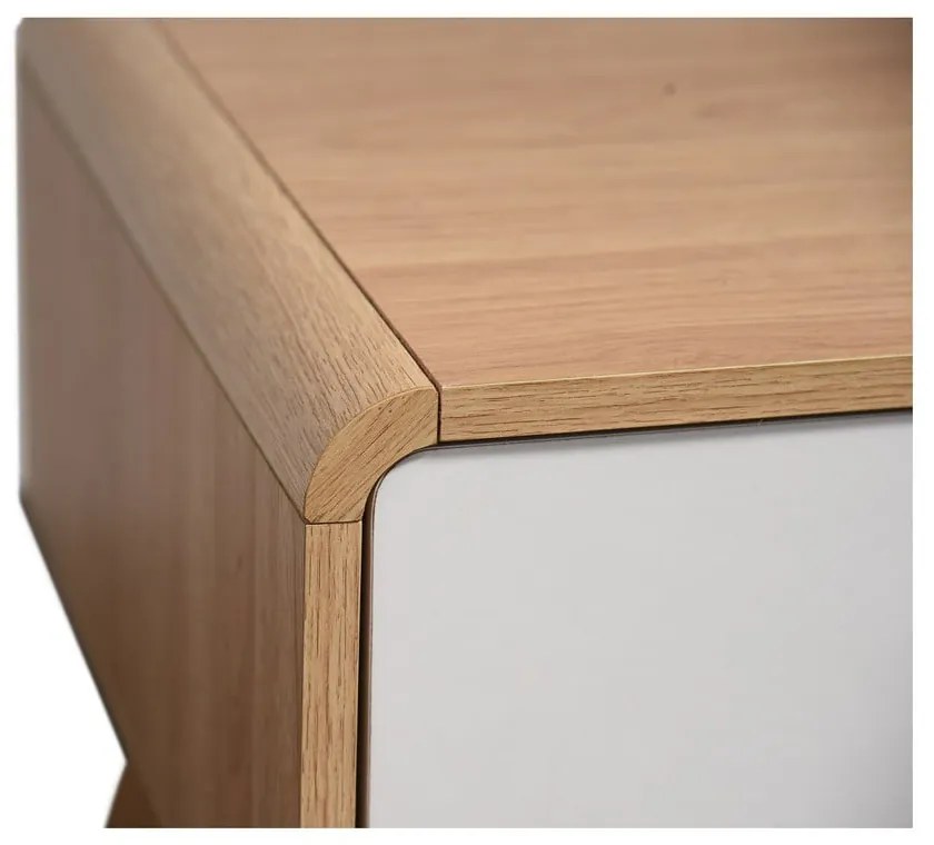 Comodă TV albă/în culoare naturală cu aspect de lemn de stejar 100x40 cm Caitlin – Støraa