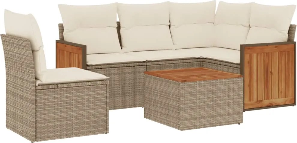 vidaXL Set canapele de grădină cu perne, 6 piese, bej, poliratan
