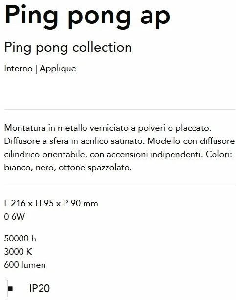 Aplica LED stil minimalist Ping pong ap negru