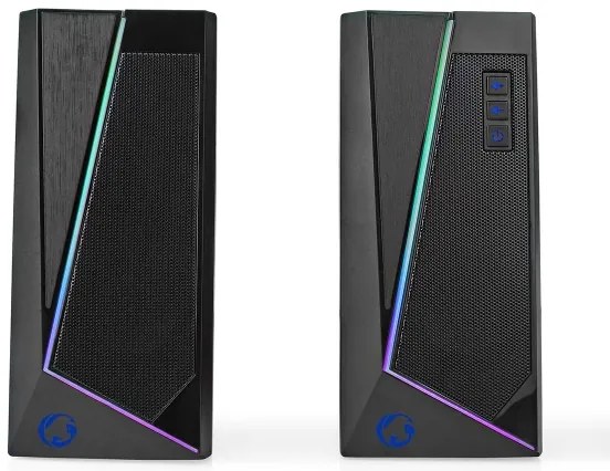 Nedis GSPR31020BK - Set 2x boxe RGB LED gaming 18W/5V