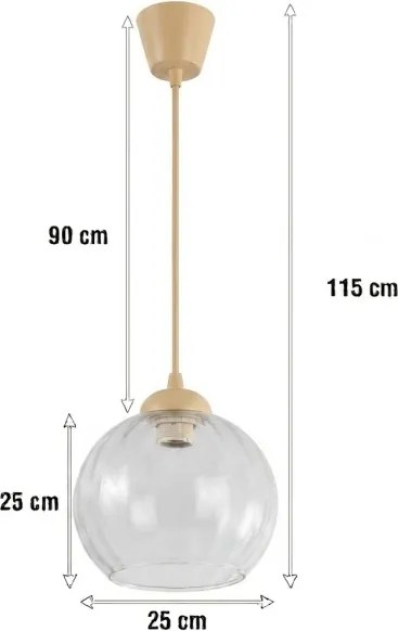 Brilagi - Lustră LED pe cablu RETRO GLASS 1xE27/60W/230V Ø 25 cm bej/transparent